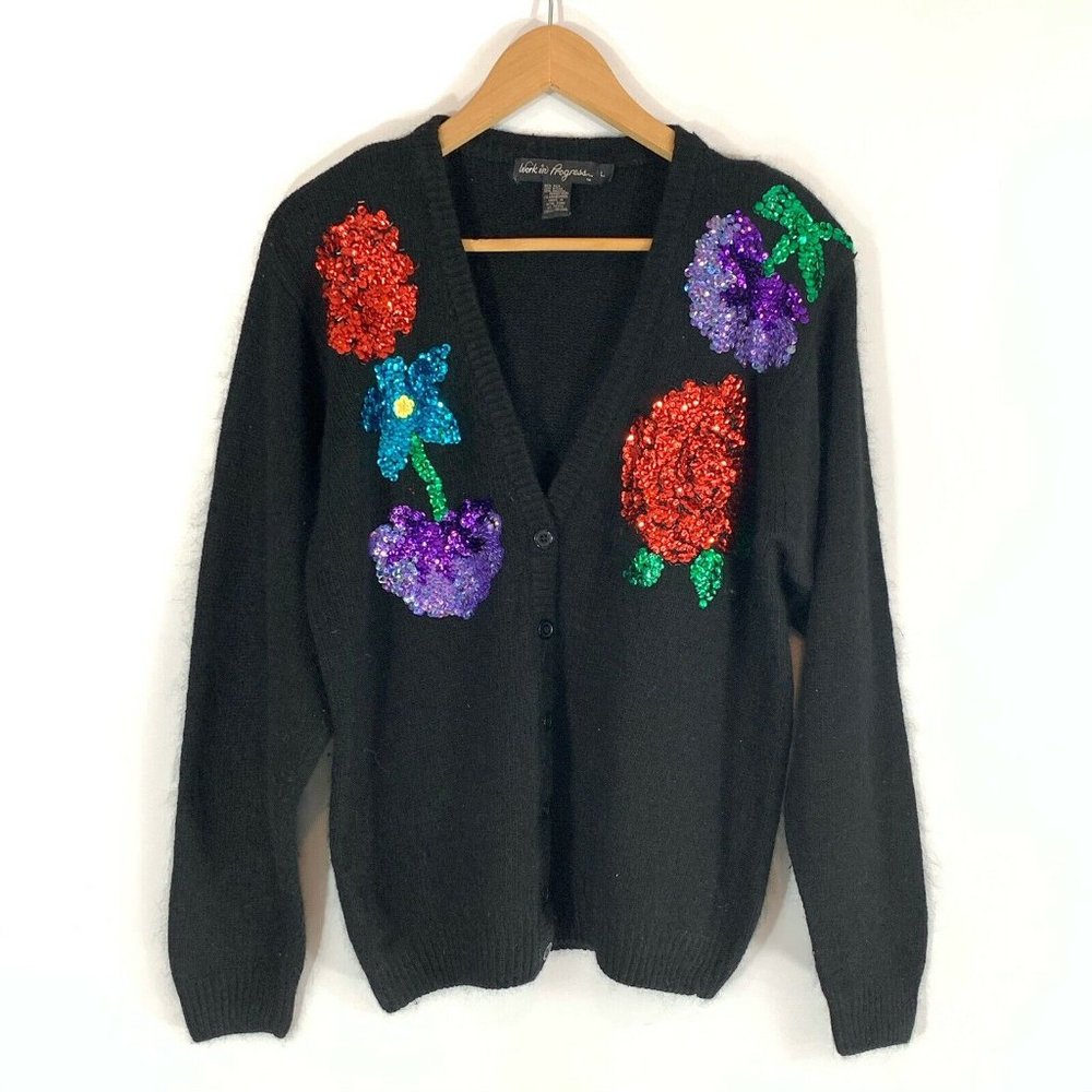 Work in Progress | Floral Sequins 80s Cardigan